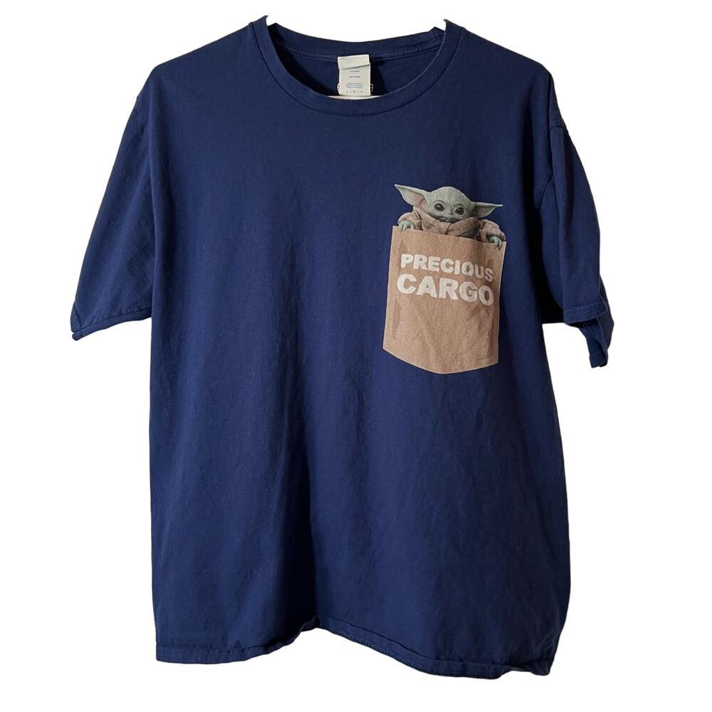 Port & Company Star Wars Baby Yoda Blue T Shirt Size Large